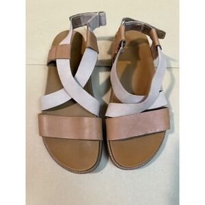 Sorel Roaming‎ Criss Cross Leather Platform Sandal Tan size 8